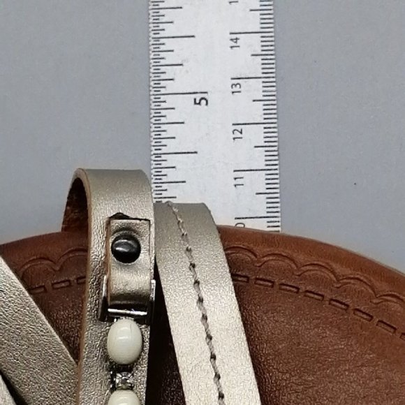 Lane Bryant Womens Slingback Sandal Gold Faux Leather‎ Beaded Buckle 9W - Picture 6 of 9